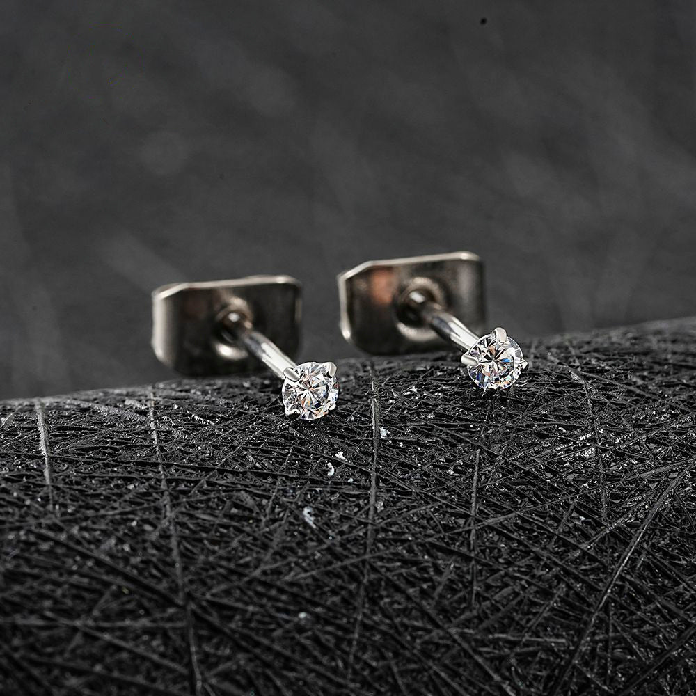 Manek° Pendientes de botón ASTM F136 de titanio de 2/3/4/5 mm con circonitas cúbicas, estilo minimalista, ideales para bodas, cartílago 20G.