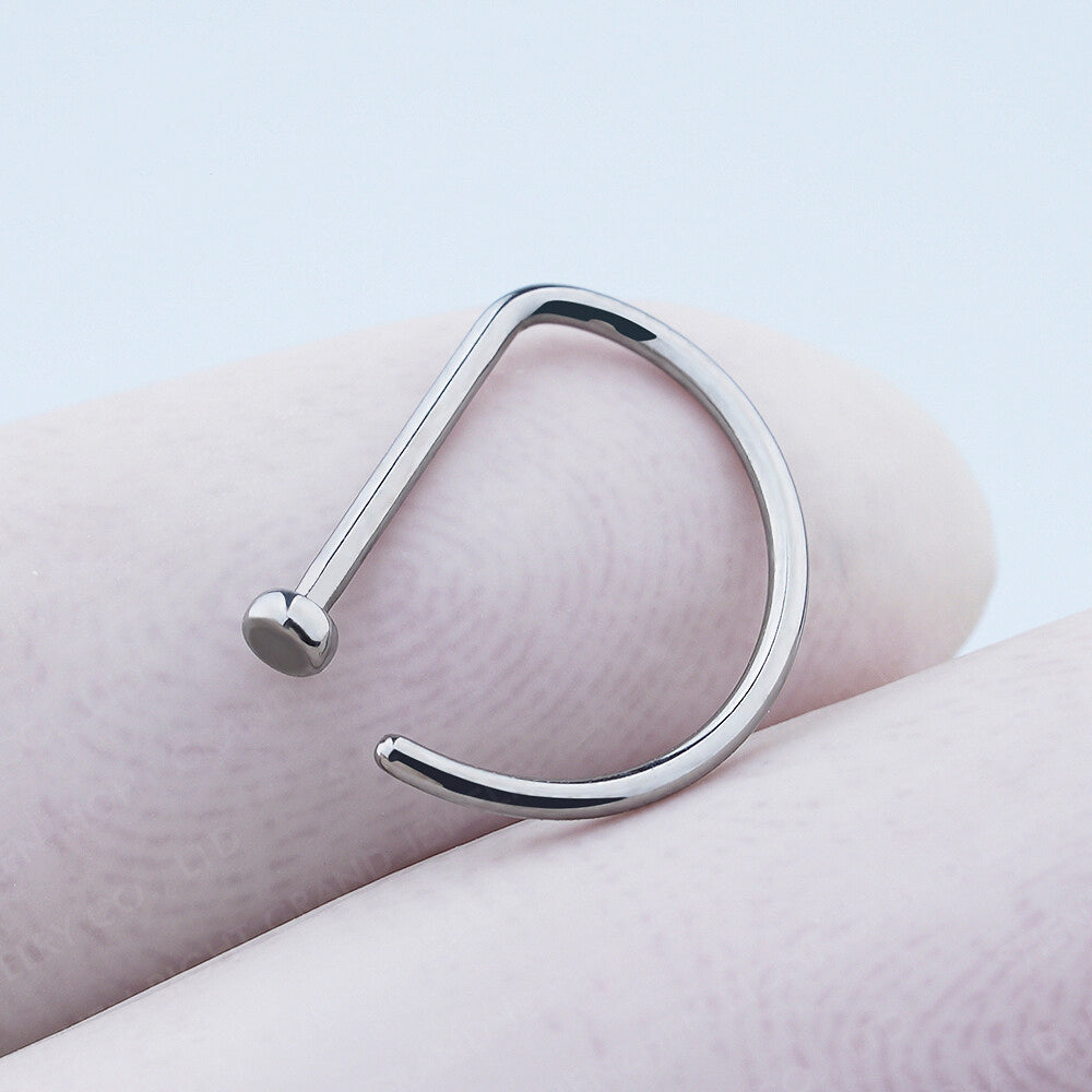 Manek° Anillo nasal Implant Grade ASTM F136 de titanio pulido espejo con forma de D 20G
