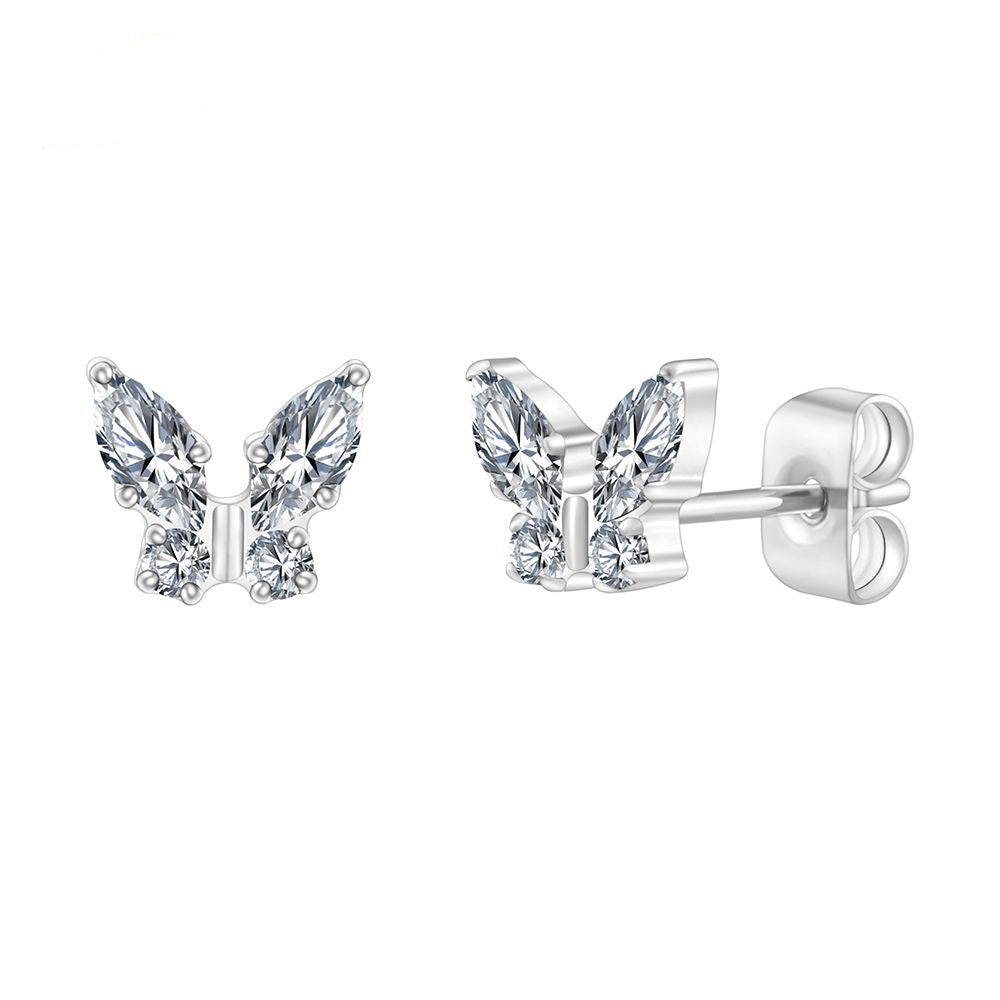 Manek° Pendientes de mariposa marquesa de titanio CZ  ASTM F136 , preciosos pendientes de mariposa con cierre a presión, joyería de regalo 20G.