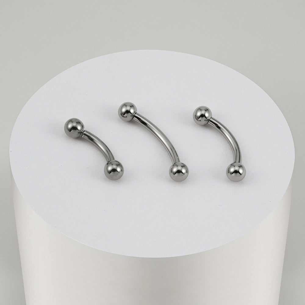 Manek° piercing de ceja titanio de grado implante F136 con rosca interna curvado tipo rook 16G.