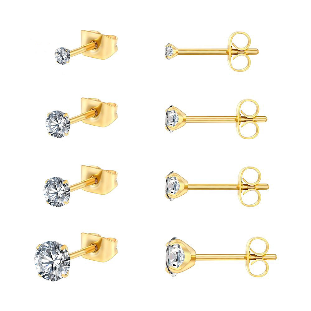 Manek° Pendientes de botón ASTM F136 de titanio de 2/3/4/5 mm con circonitas cúbicas, estilo minimalista, ideales para bodas, cartílago 20G.