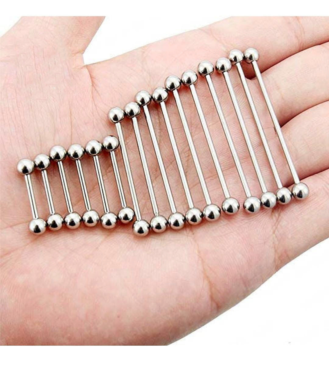 Manek° Barra recta de titanio de grado implante F136 con rosca interna, piercing para lengua 14G