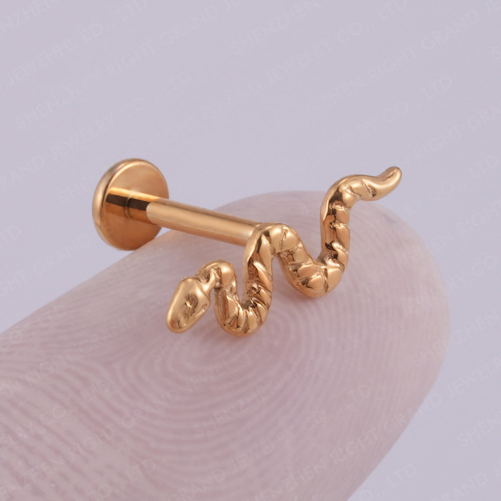 Manekº Piercings de labret, tragus y serpiente de titanio ASTM F136 de grado implante con rosca interna, de gran tamaño 16G.
