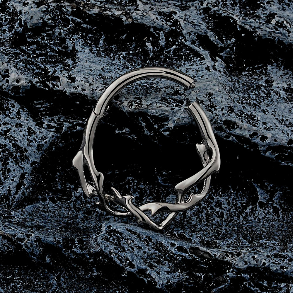 Manek° Piercing de aro para septum, hélix, cartílago, daith, etc., de titanio, tipo espina de rama, derecha, 16G.