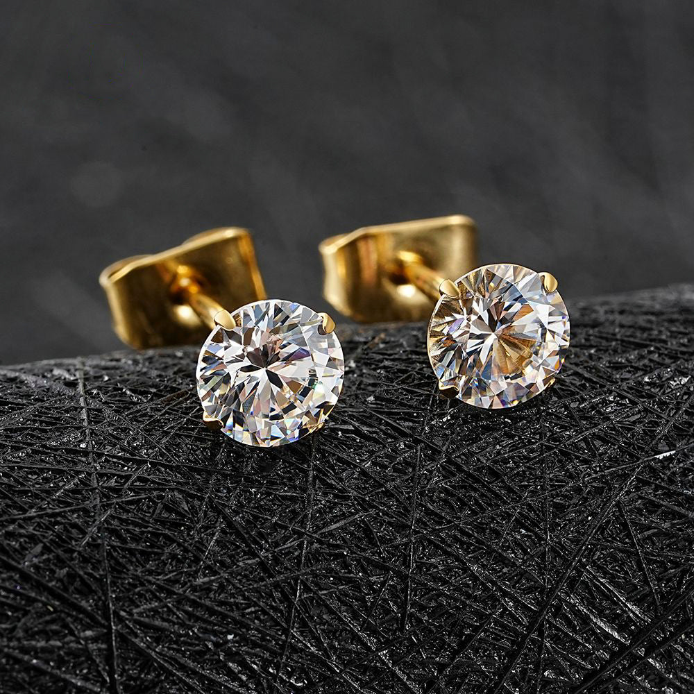 Manek° Pendientes de botón ASTM F136 de titanio de 2/3/4/5 mm con circonitas cúbicas, estilo minimalista, ideales para bodas, cartílago 20G.