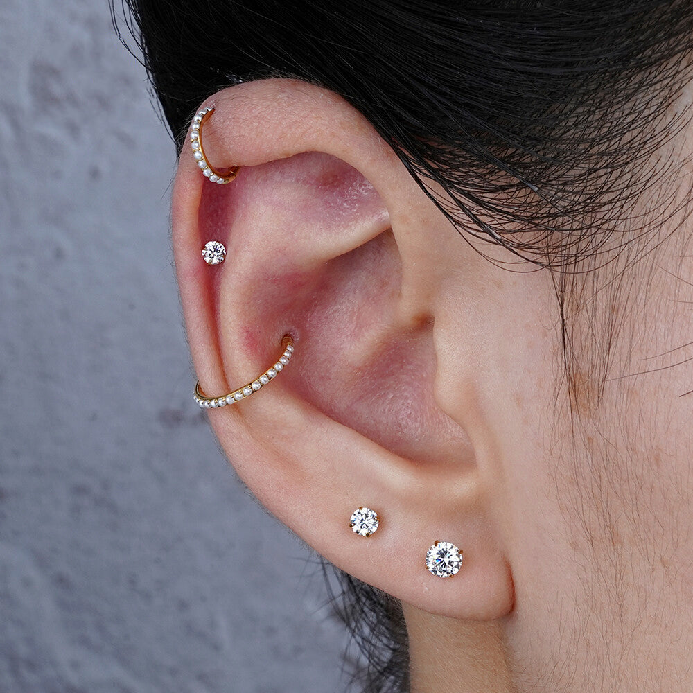 Manek° Piercing de labio  ASTM F136 de titanio de 3 mm con circonita cúbica, rosca interna, para tragus, hélix, cartílago y lóbulo de la oreja 16G.