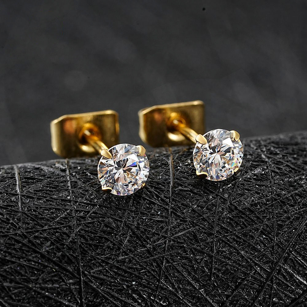 Manek° Pendientes de botón ASTM F136 de titanio de 2/3/4/5 mm con circonitas cúbicas, estilo minimalista, ideales para bodas, cartílago 20G.