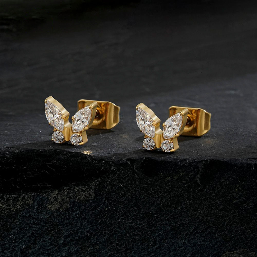 Manek° Pendientes de mariposa marquesa de titanio CZ  ASTM F136 , preciosos pendientes de mariposa con cierre a presión, joyería de regalo 20G.