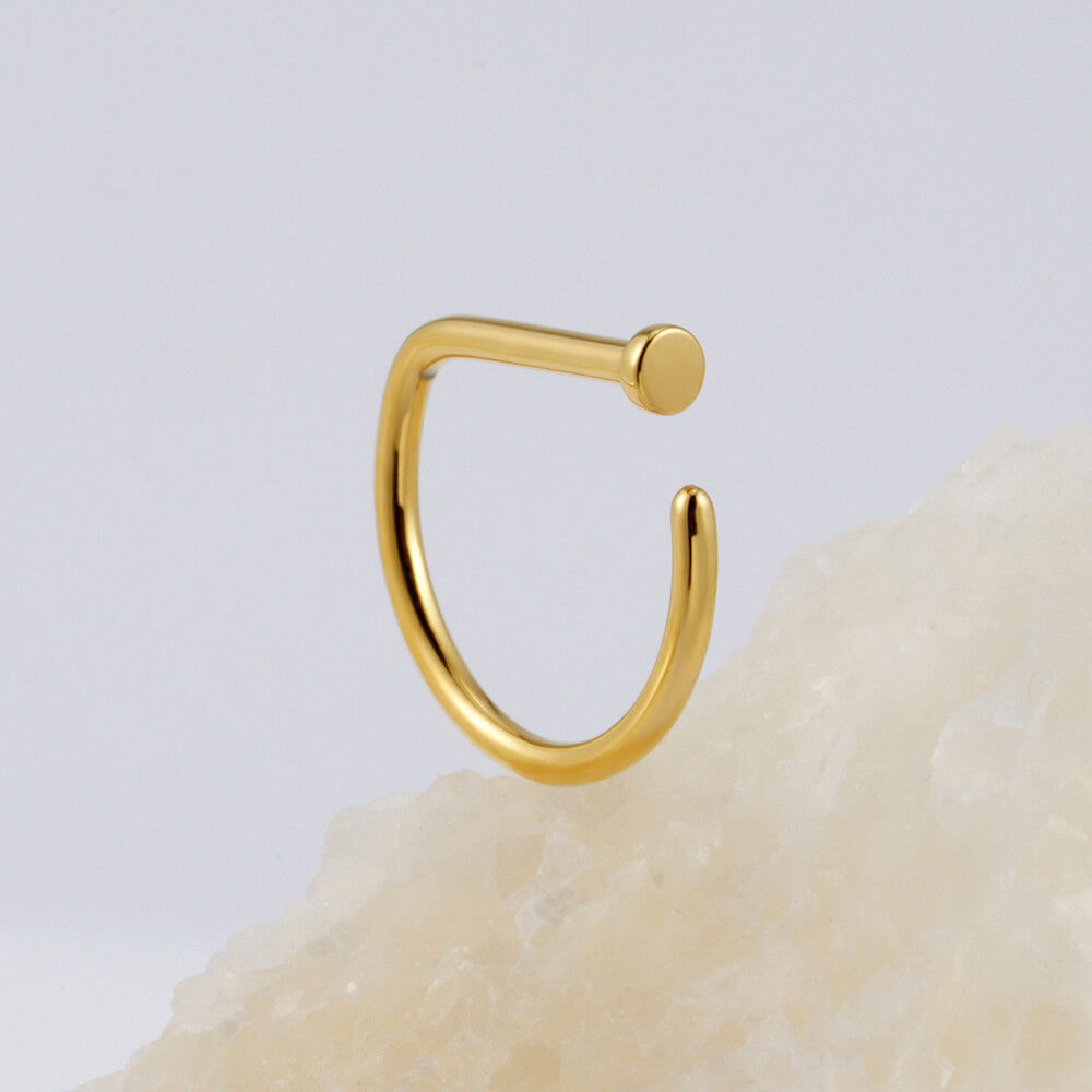 Manek° Anillo nasal Implant Grade ASTM F136 de titanio pulido espejo con forma de D 20G
