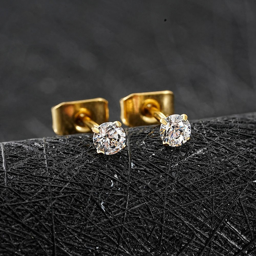 Manek° Pendientes de botón ASTM F136 de titanio de 2/3/4/5 mm con circonitas cúbicas, estilo minimalista, ideales para bodas, cartílago 20G.