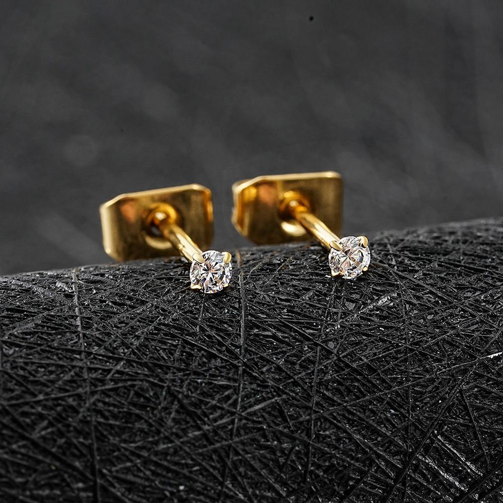 Manek° Pendientes de botón ASTM F136 de titanio de 2/3/4/5 mm con circonitas cúbicas, estilo minimalista, ideales para bodas, cartílago 20G.