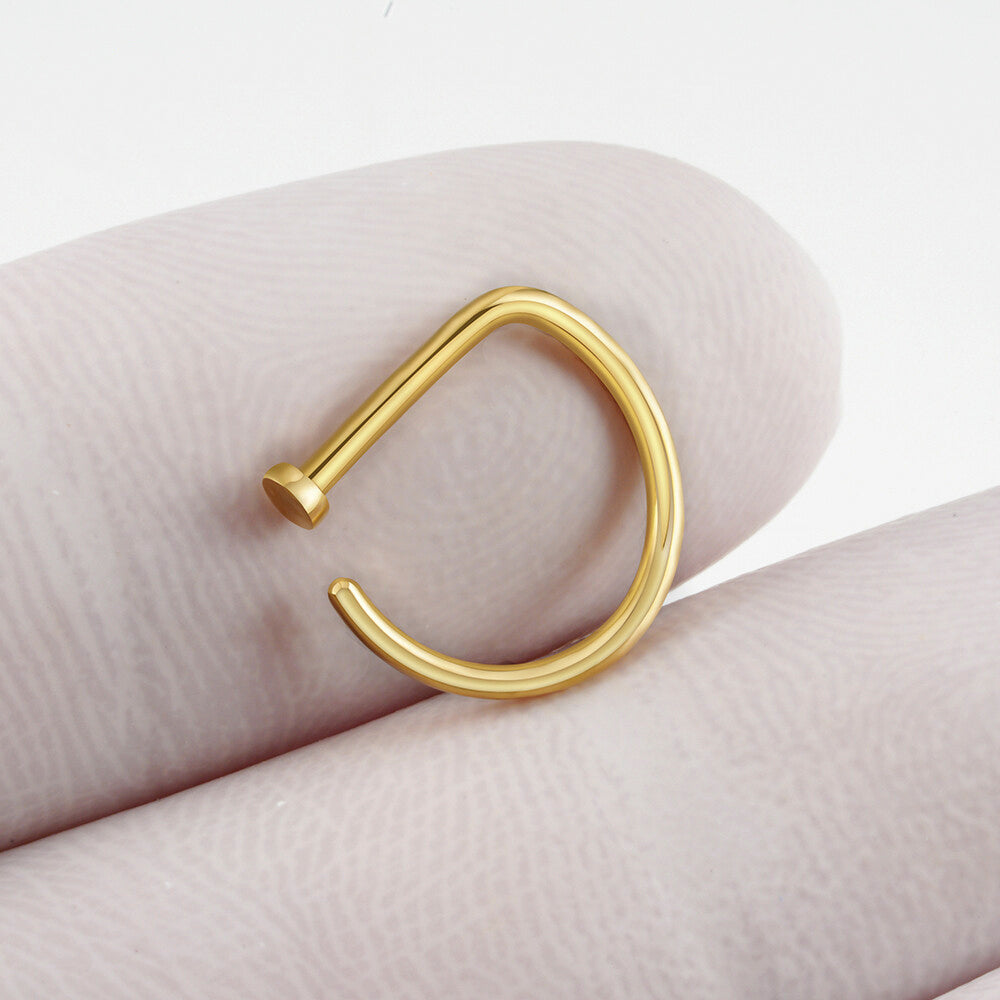 Manek° Anillo nasal Implant Grade ASTM F136 de titanio pulido espejo con forma de D 20G