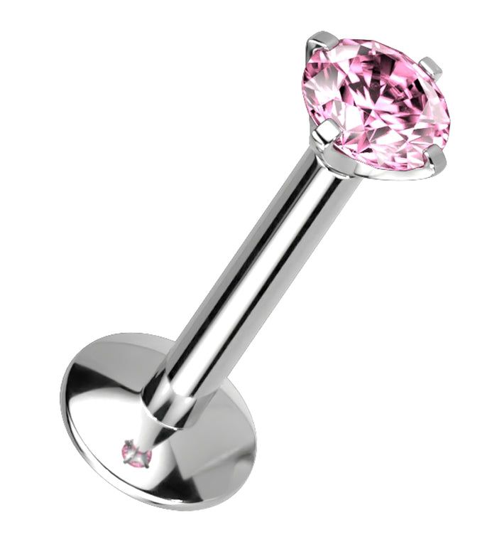 Manek° Piercing de labio  ASTM F136 de titanio de 3 mm con circonita cúbica, rosca interna, para tragus, hélix, cartílago y lóbulo de la oreja 16G.