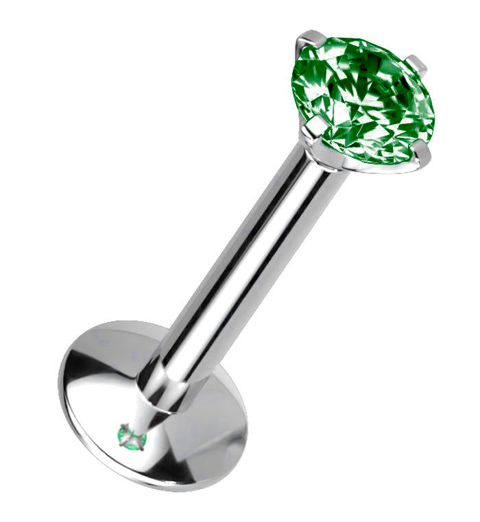 Manek° Piercing de labio  ASTM F136 de titanio de 3 mm con circonita cúbica, rosca interna, para tragus, hélix, cartílago y lóbulo de la oreja 16G.