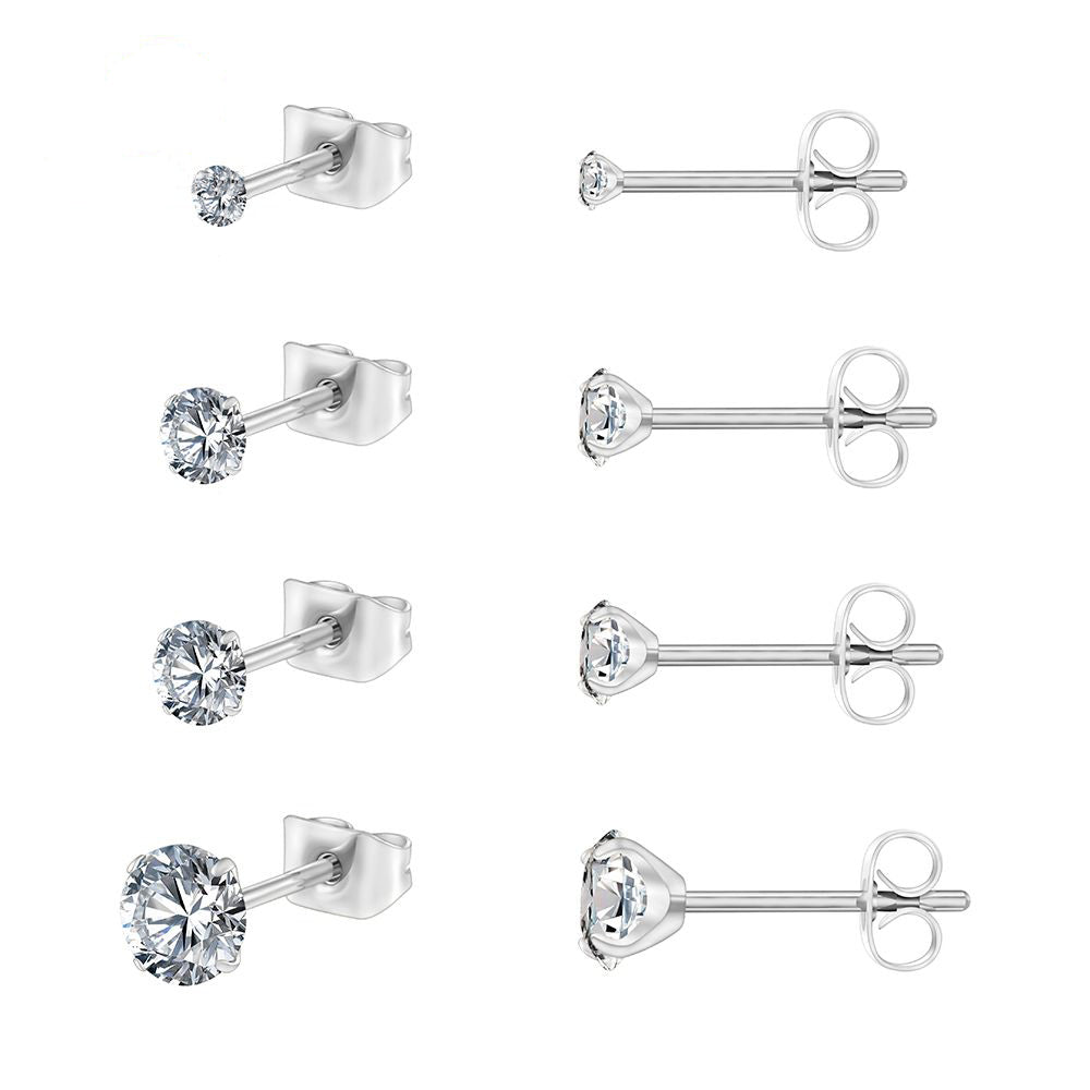Manek° Pendientes de botón ASTM F136 de titanio de 2/3/4/5 mm con circonitas cúbicas, estilo minimalista, ideales para bodas, cartílago 20G.