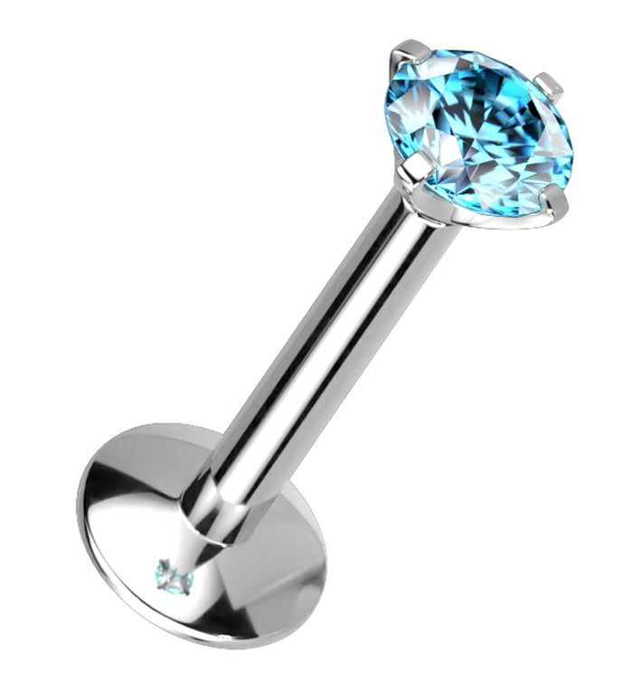 Manek° Piercing de labio  ASTM F136 de titanio de 3 mm con circonita cúbica, rosca interna, para tragus, hélix, cartílago y lóbulo de la oreja 16G.