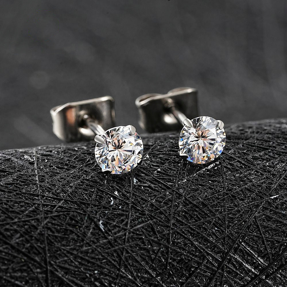 Manek° Pendientes de botón ASTM F136 de titanio de 2/3/4/5 mm con circonitas cúbicas, estilo minimalista, ideales para bodas, cartílago 20G.