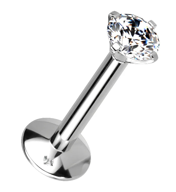 Manek° Piercing de labio  ASTM F136 de titanio de 3 mm con circonita cúbica, rosca interna, para tragus, hélix, cartílago y lóbulo de la oreja 16G.